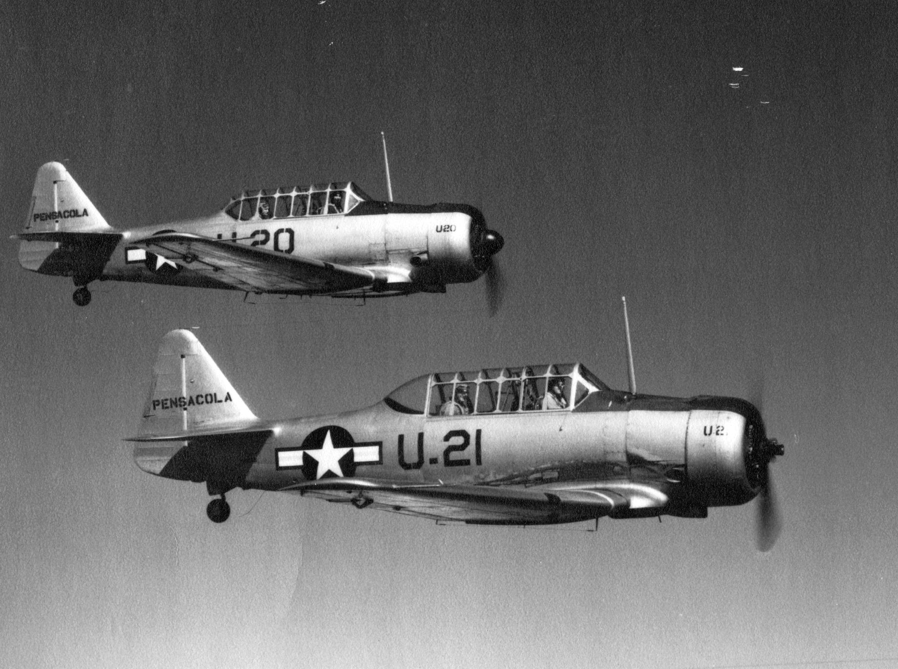 North American SNJ 6 in front and SNJ 5 in rear
